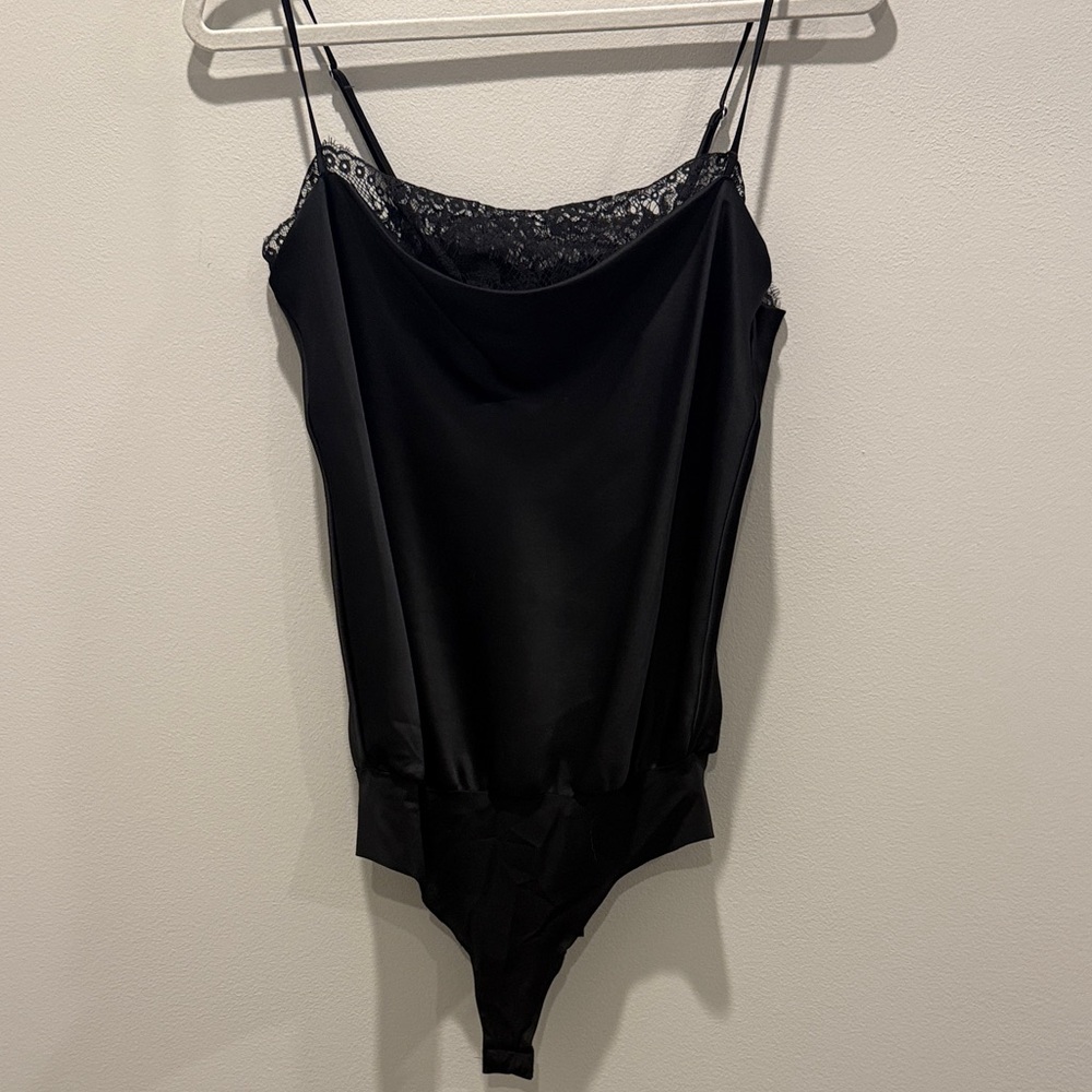 Victoria's Secret Black Satin Tank Bodysuit